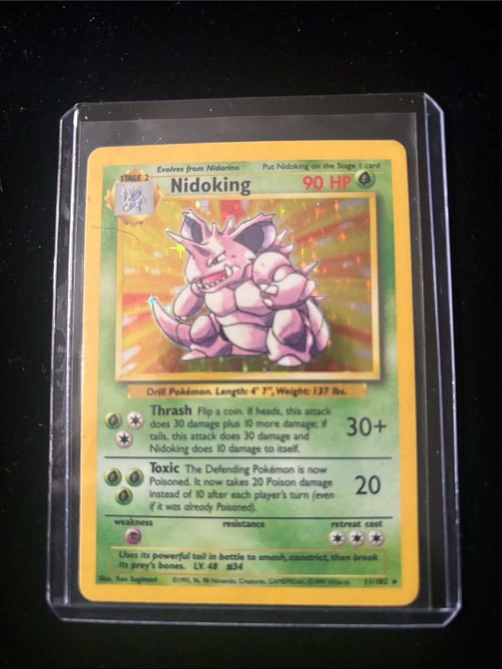 Pokemon Nidoking Holo Trading Card - Green, Yellow, Pink